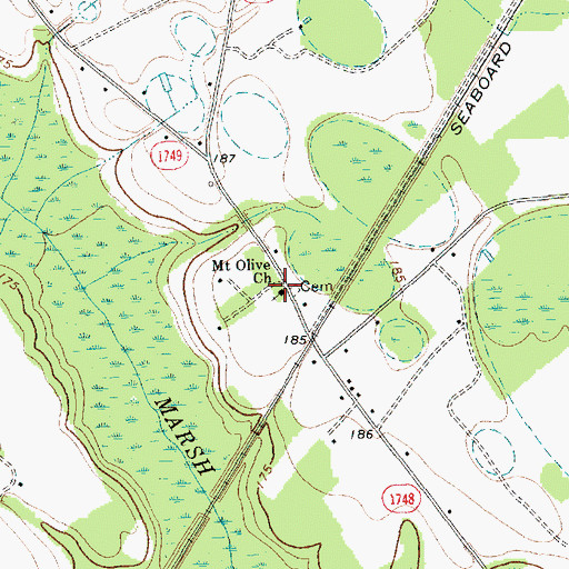 Topographic Map of Mount Olive Church, NC