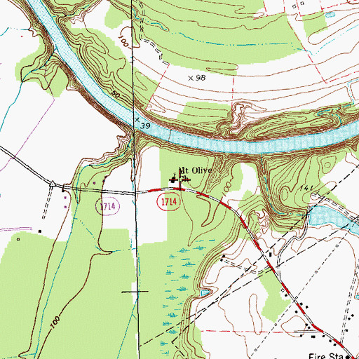 Topographic Map of Mount Olive Church, NC