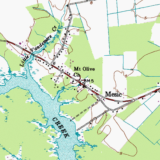Topographic Map of Mount Olive Church, NC