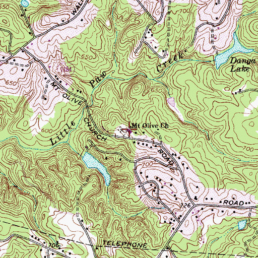 Topographic Map of Mount Olive Presbyterian Church, NC