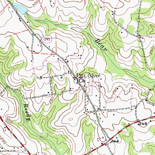 Topographic Map of Mount Olive Church, NC