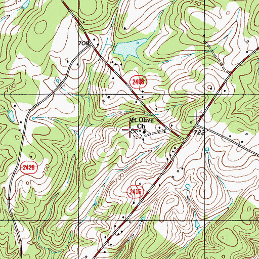 Topographic Map of Mount Olive Church, NC