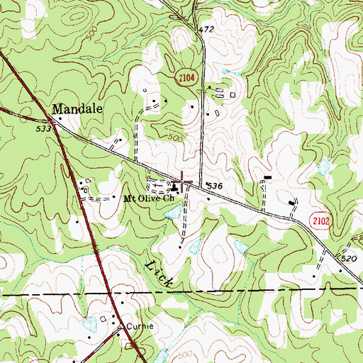 Topographic Map of Mount Olive Church, NC