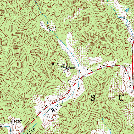 Topographic Map of Mount Olive Church, NC