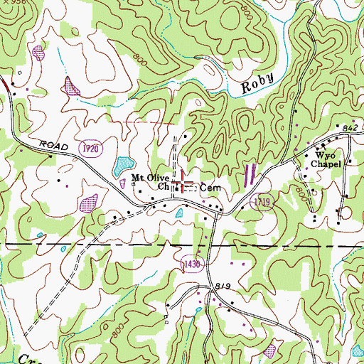 Topographic Map of Mount Olive Methodist Church, NC
