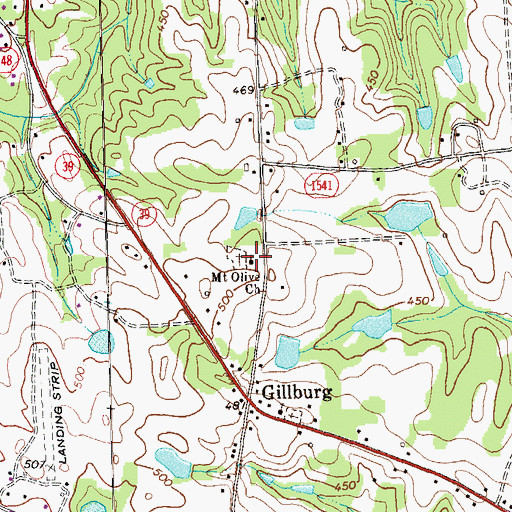 Topographic Map of Mount Olive Church, NC