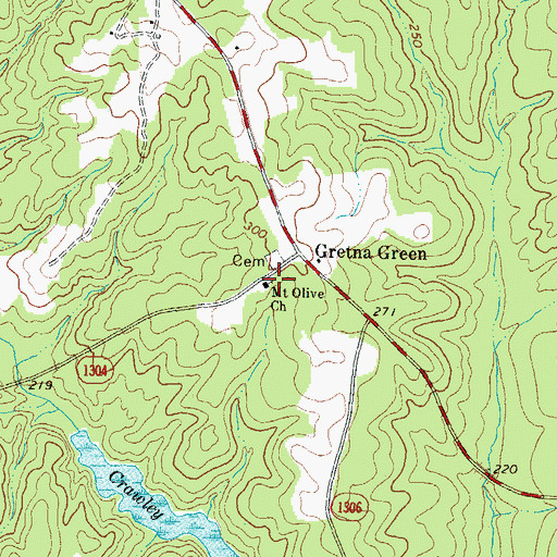 Topographic Map of Mount Olive Church, NC