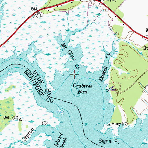 Topographic Map of Mount Olive Creek, NC