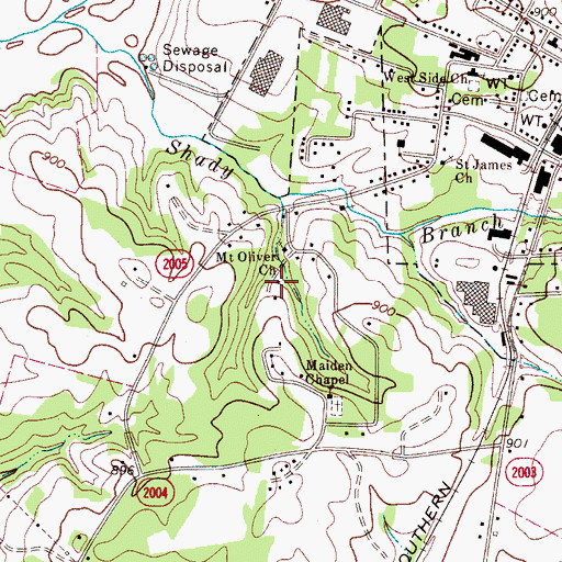 Topographic Map of Mount Oliver Church, NC