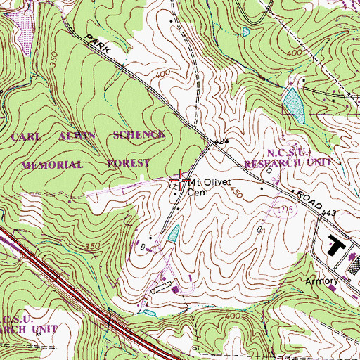 Topographic Map of Mount Olivet Cemetery, NC