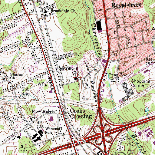 Topographic Map of Mount Olivet Church, NC