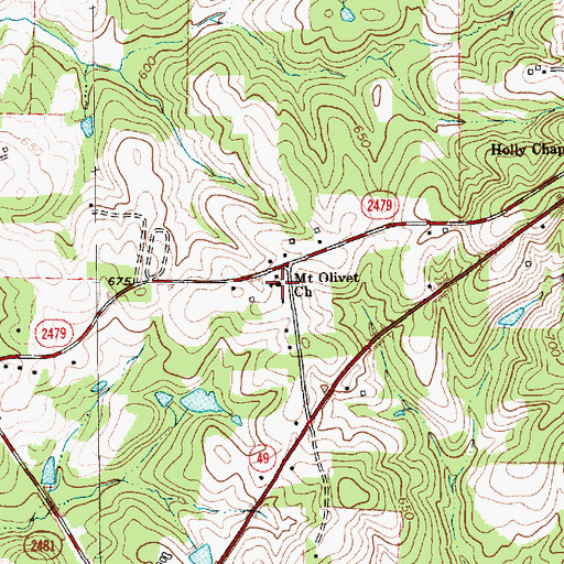 Topographic Map of Mount Olivet Church, NC