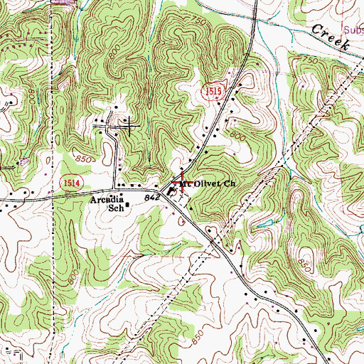 Topographic Map of Mount Olivet Methodist Church, NC