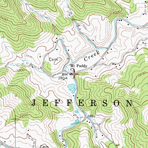 Topographic Map of Mount Paddy Church, NC