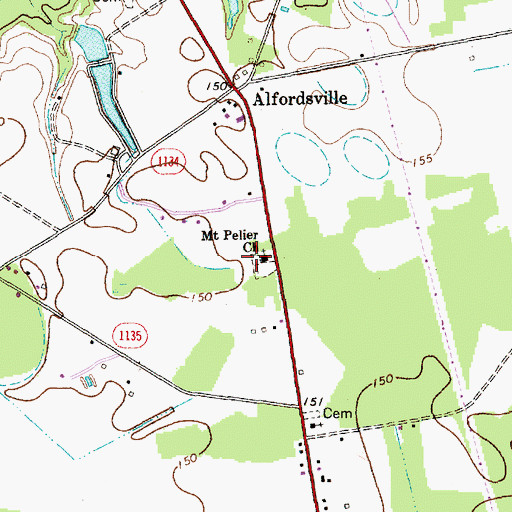 Topographic Map of Mount Pelier Church, NC