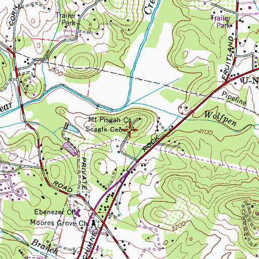 Topographic Map of Mount Pisgah Church, NC