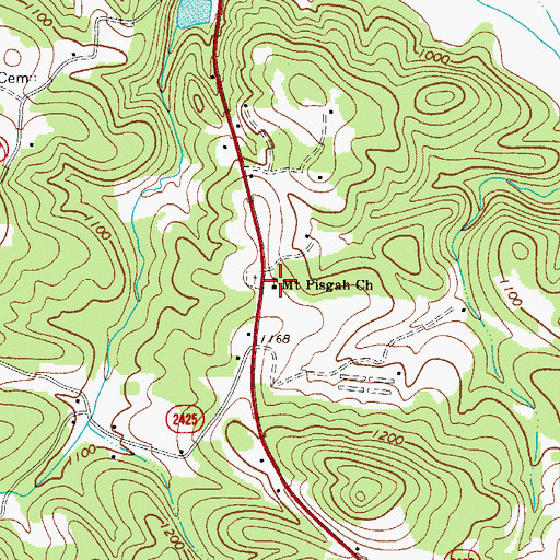 Topographic Map of Mount Pisgah Church, NC