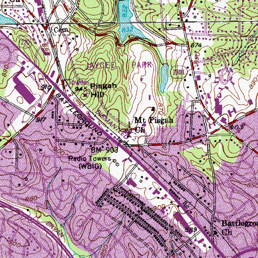 Topographic Map of Mount Pisgah Church, NC