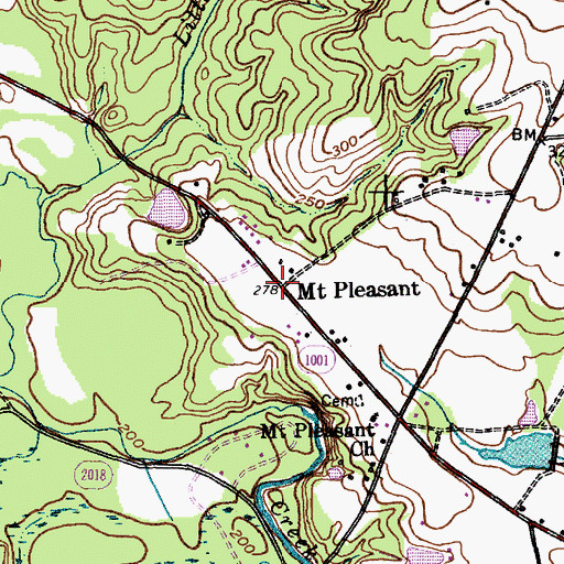 Topographic Map of Mount Pleasant, NC