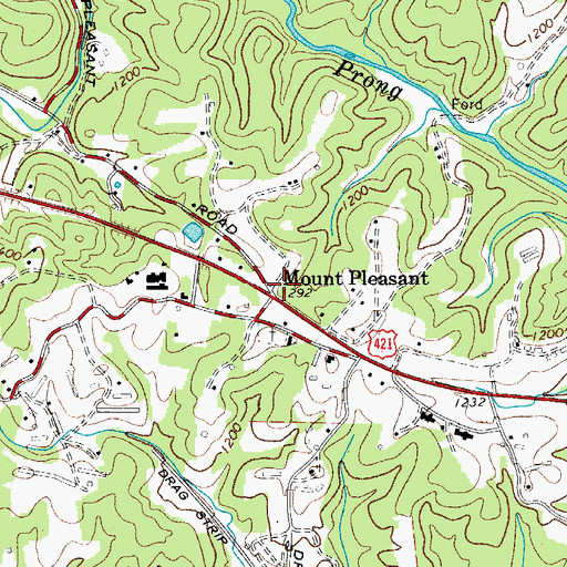Topographic Map of Mount Pleasant, NC