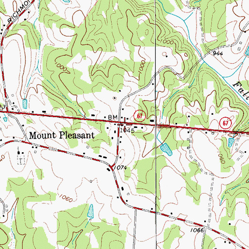 Topographic Map of Mount Pleasant, NC