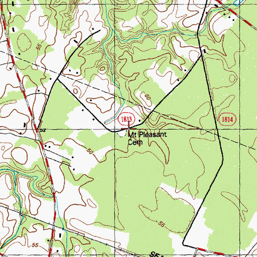Topographic Map of Mount Pleasant Cemetery, NC