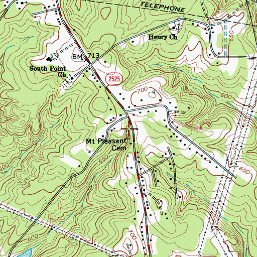 Topographic Map of Mount Pleasant Cemetery, NC