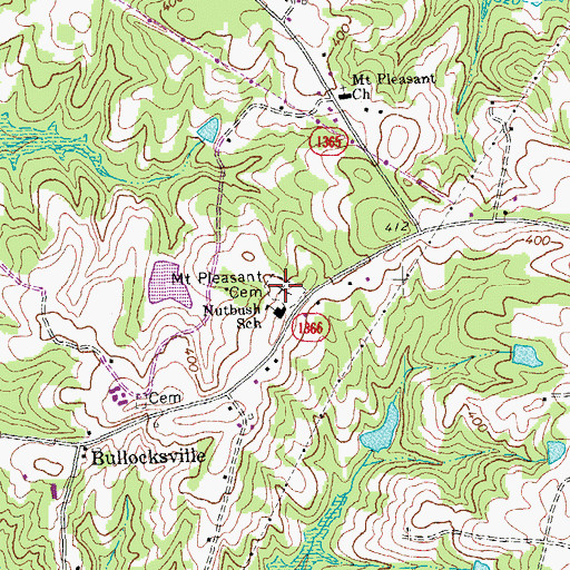 Topographic Map of Mount Pleasant Cemetery, NC