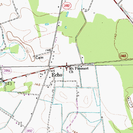 Topographic Map of Mount Pleasant Church, NC