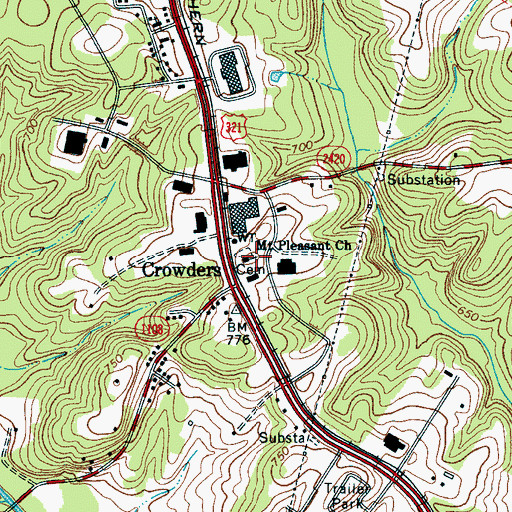 Topographic Map of Mount Pleasant Church, NC