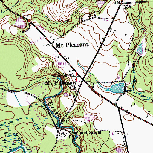 Topographic Map of Mount Pleasant Church, NC