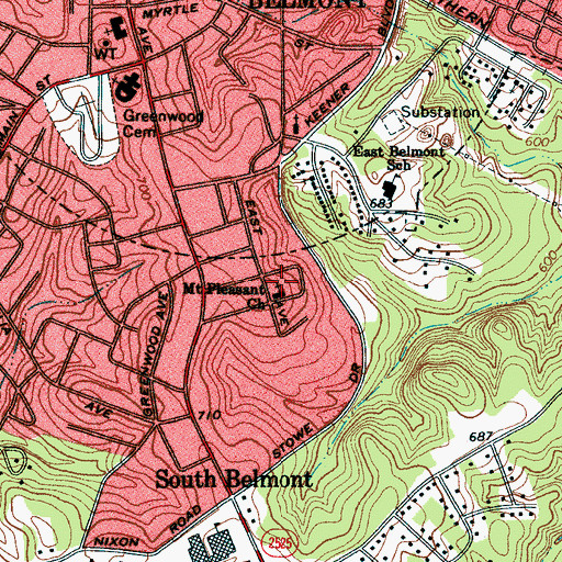 Topographic Map of Mount Pleasant Church, NC