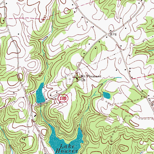 Topographic Map of Mount Pleasant Baptist Church, NC