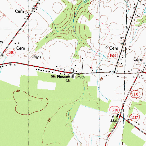 Topographic Map of Mount Pleasant Church, NC
