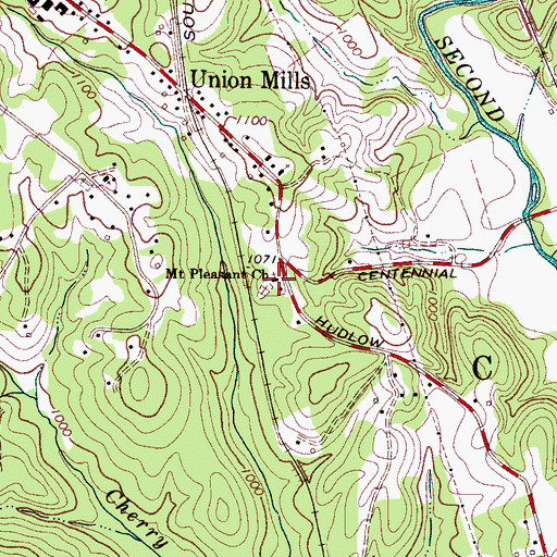 Topographic Map of Mount Pleasant Church, NC