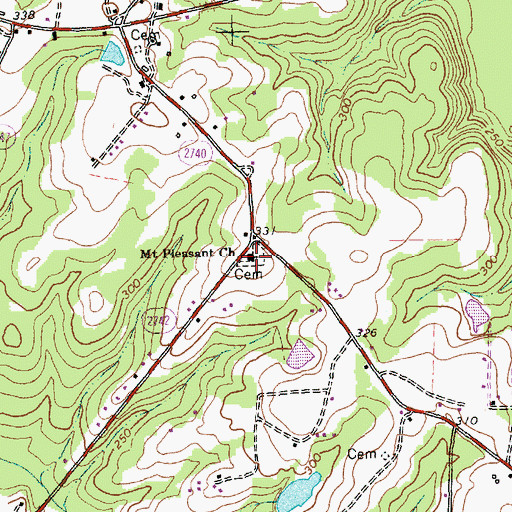 Topographic Map of Mount Pleasant Church, NC