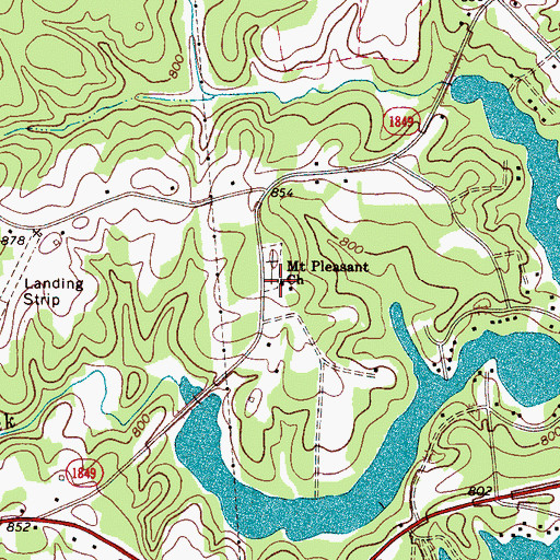 Topographic Map of Mount Pleasant Church, NC