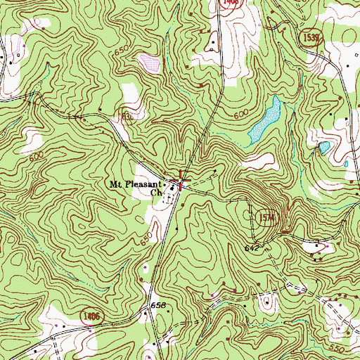 Topographic Map of Mount Pleasant Church, NC