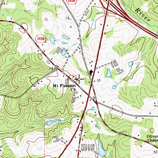 Topographic Map of Mount Pleasant Church, NC