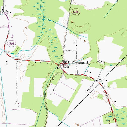 Topographic Map of Mount Pleasant Church, NC