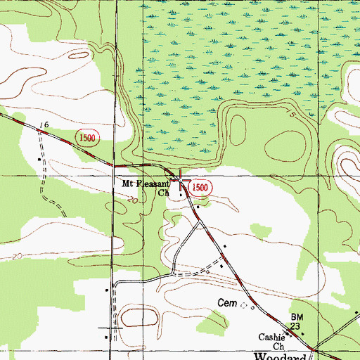 Topographic Map of Mount Pleasant Church, NC