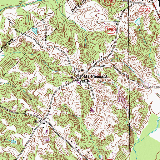 Topographic Map of Mount Pleasant Church, NC