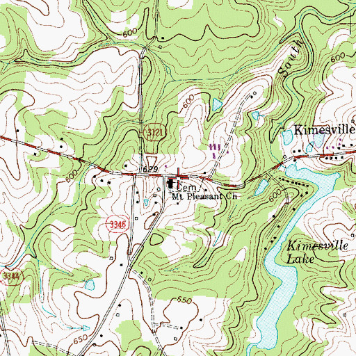 Topographic Map of Mount Pleasant Church, NC