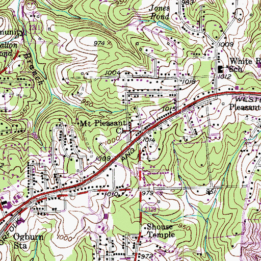 Topographic Map of Mount Pleasant Church, NC