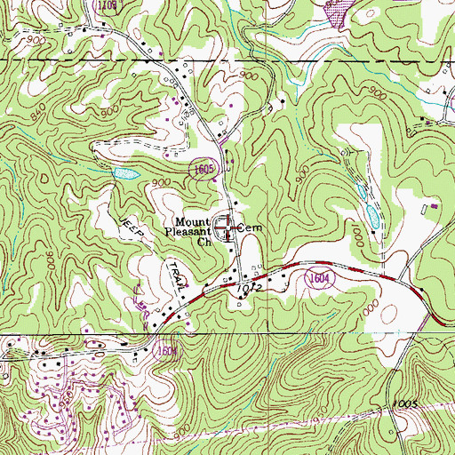 Topographic Map of Mount Pleasant Church, NC