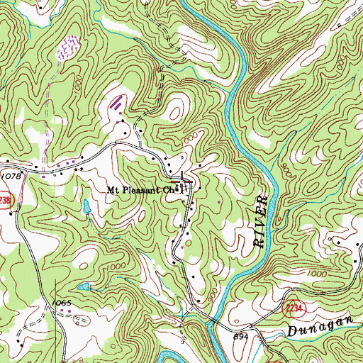 Topographic Map of Mount Pleasant Church, NC