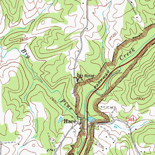 Topographic Map of Mount Sainai Church, NC