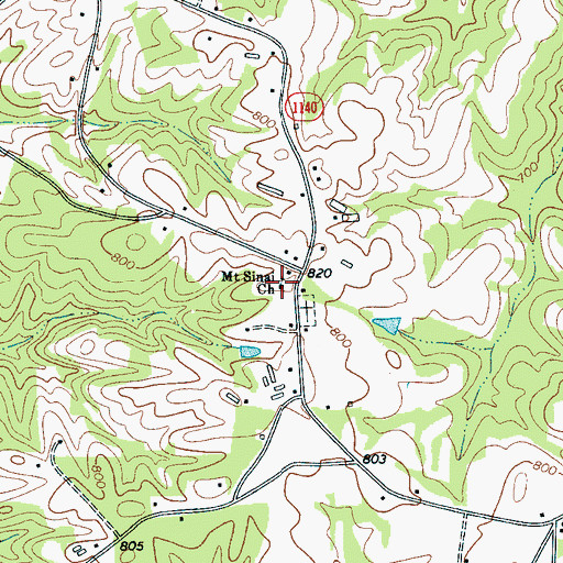 Topographic Map of Mount Saint Church, NC