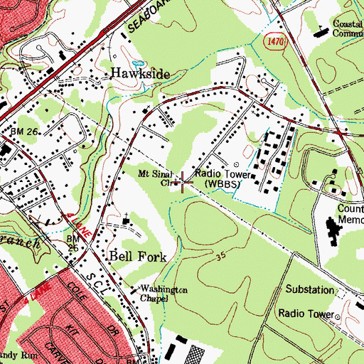 Topographic Map of Mount Sinai Church, NC