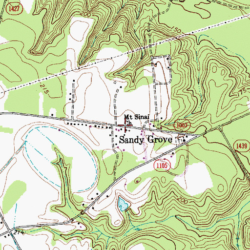 Topographic Map of Mount Sinai Church, NC
